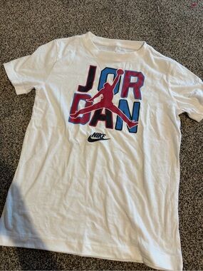Nike White Tee with Red & Blue Jordan Graphic
